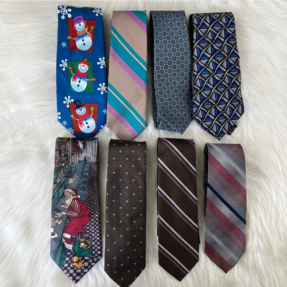 Vintage Other - Vintage Men's Neck Tie Bundle Holiday Christmas Tan Brown Stripe Retro
